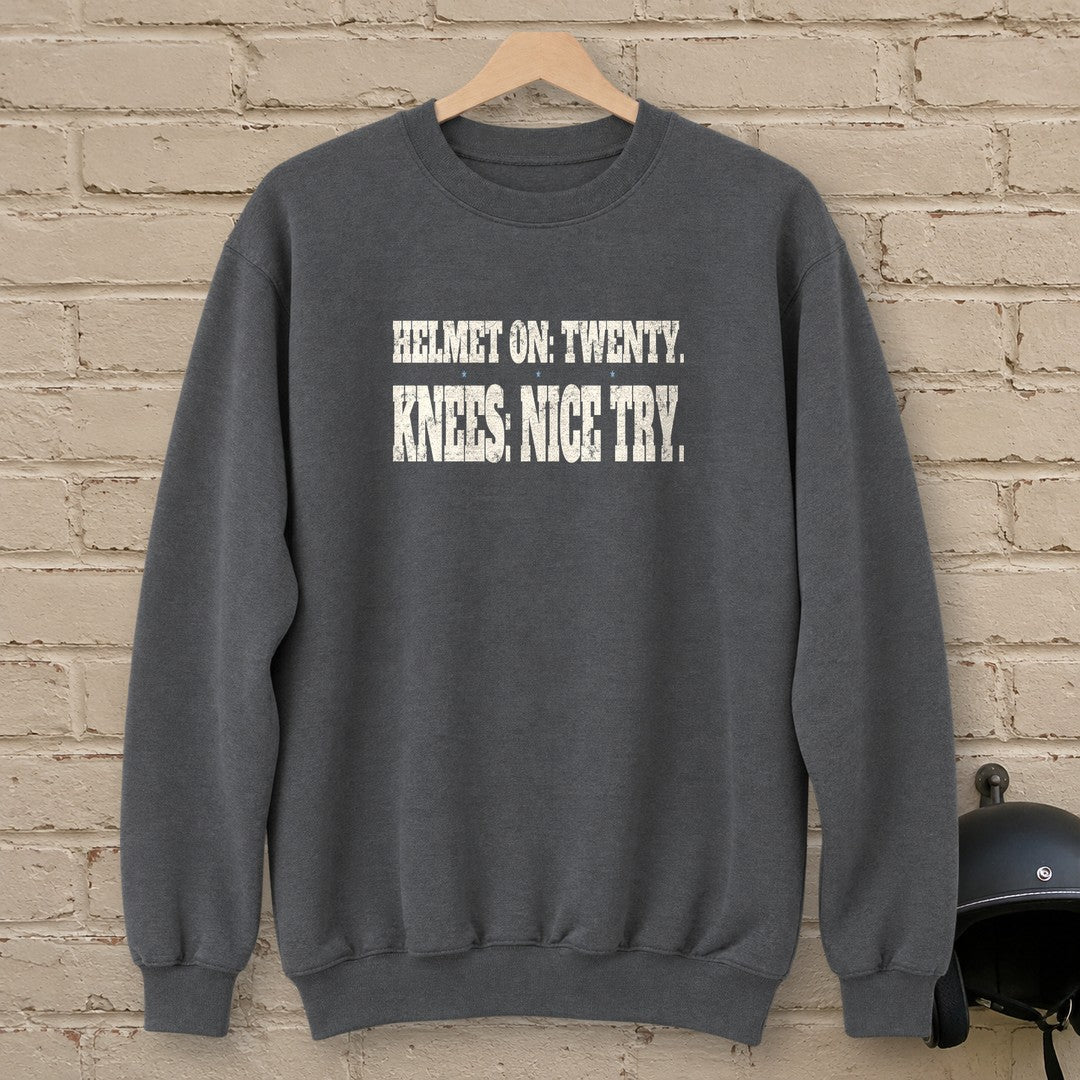 Helmet On Twenty Crewneck Sweatshirt - Charcoal - brick