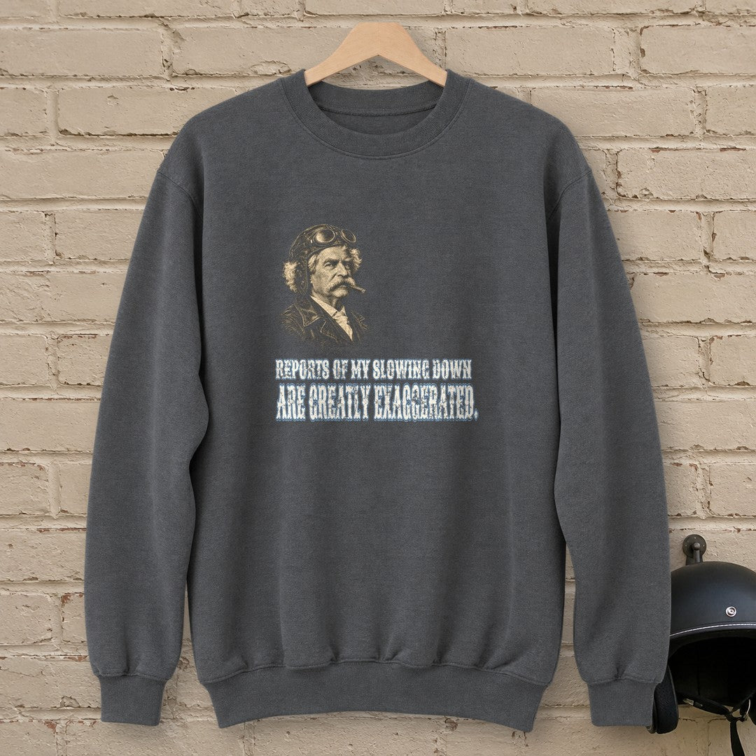 Mark Twain Not Slowing Down Crewneck Sweatshirt - Charcoal - brick