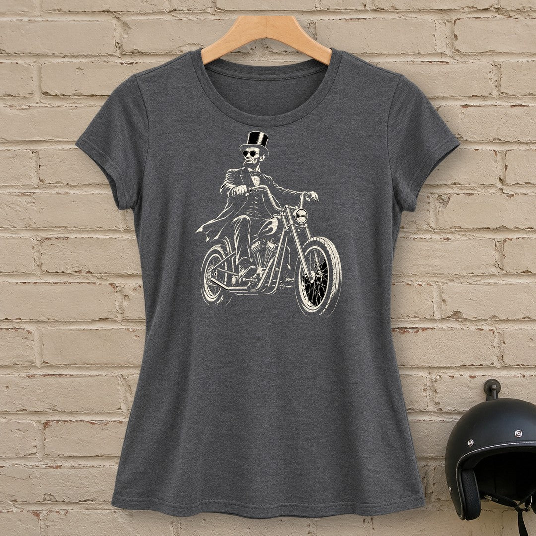 Abraham Lincoln Chopper Shades Women's T-Shirt - Dark Heather - brick