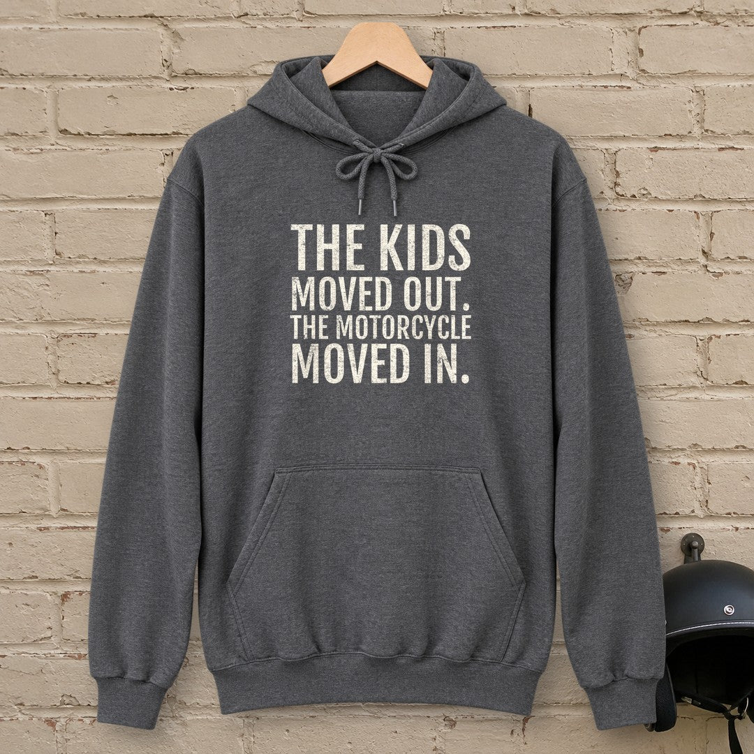 Kids Moved Out Hoodie - Dark Heather - brick