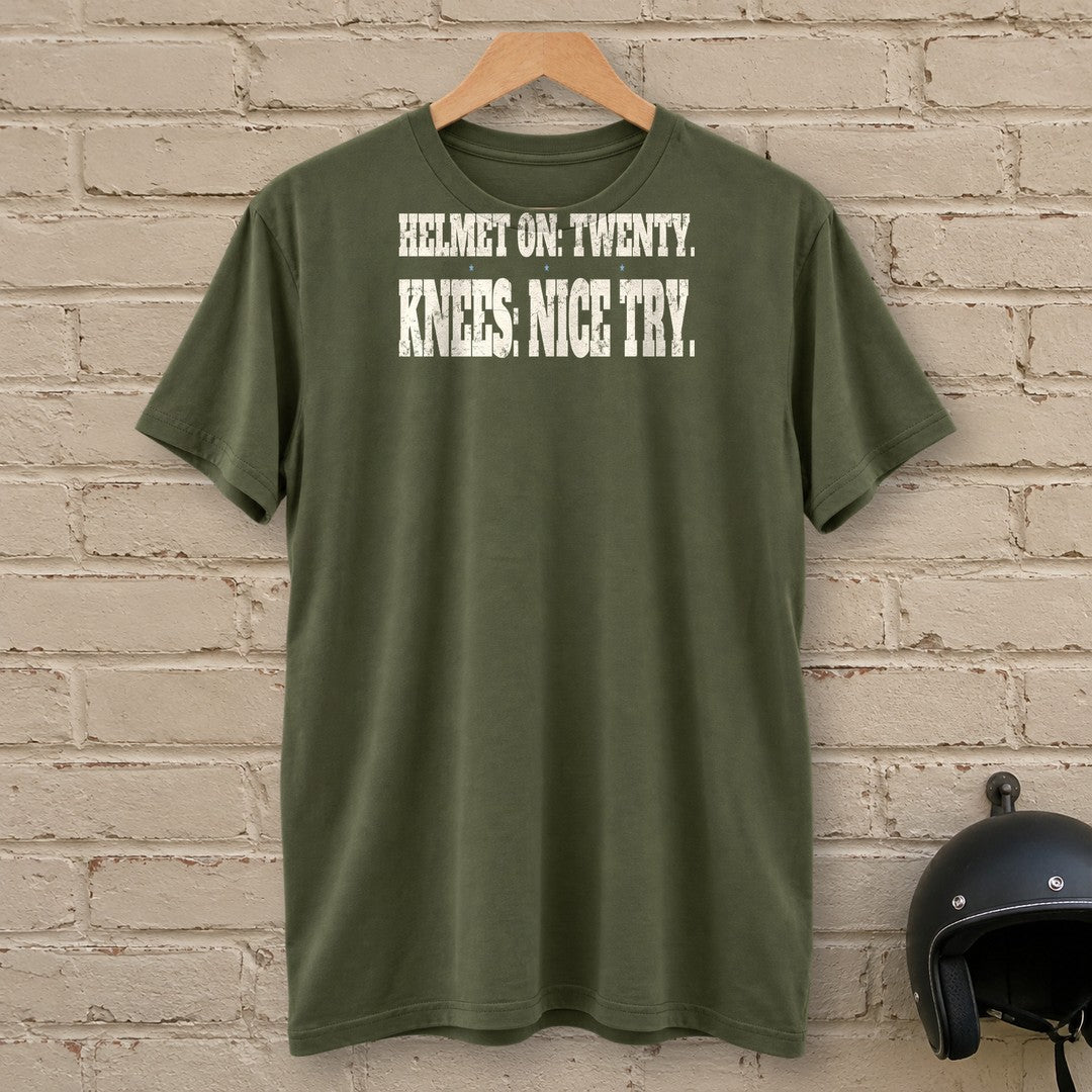 Helmet On Twenty T-Shirt - Military Green - brick