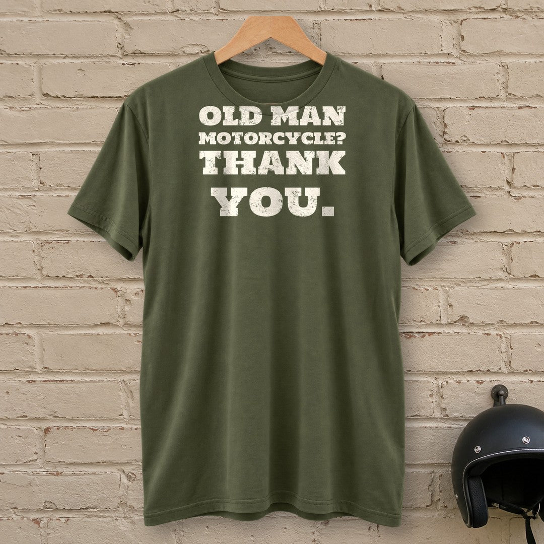Old Man Motorcycle T-Shirt - Military Green - brick
