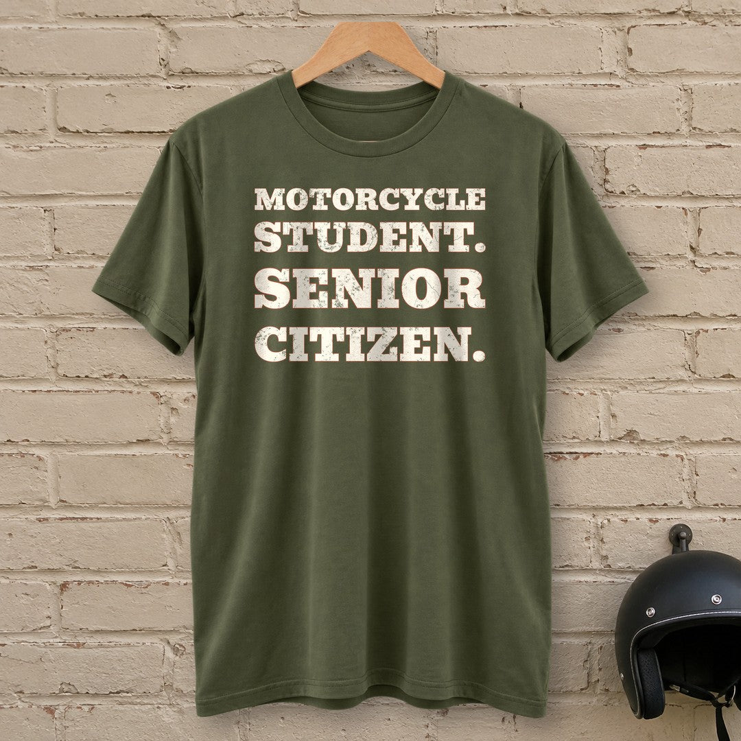 Motorcycle Student T-Shirt - Military Green - brick