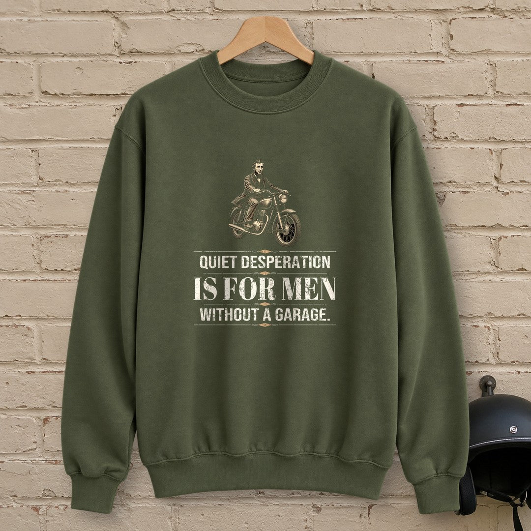 Henry David Thoreau Quiet Desperation Crewneck Sweatshirt - Military Green - brick