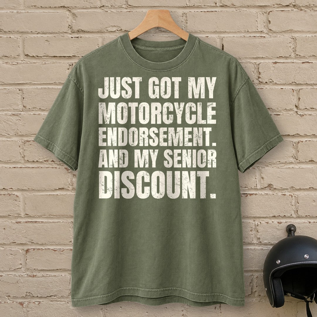 Senior Discount Rider Premium T-Shirt - Moss - brick