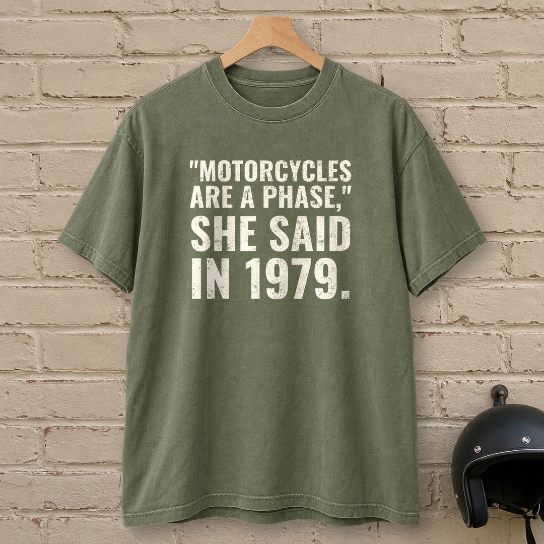 Motorcycles Are A Phase Premium T-Shirt - Moss - brick