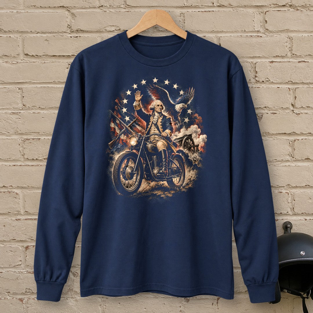 George Washington Rolls Out Long Sleeve T-Shirt - Navy - brick