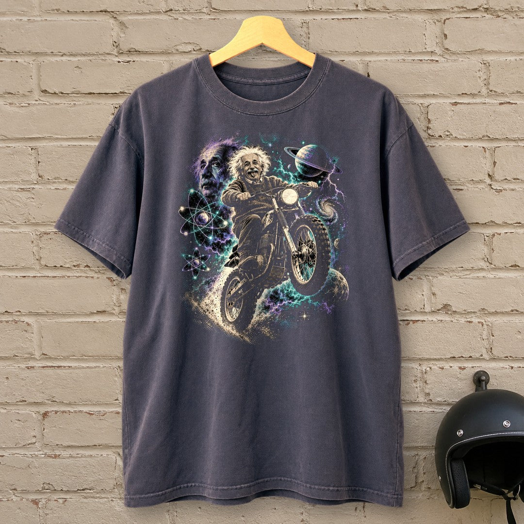 Albert Einstein Space Scrambler Premium T-Shirt - Navy - brick