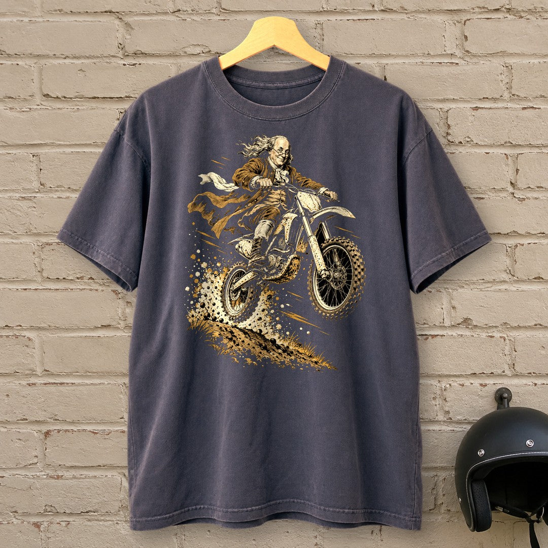 Benjamin Franklin Dirt Jump Premium T-Shirt - Navy - brick