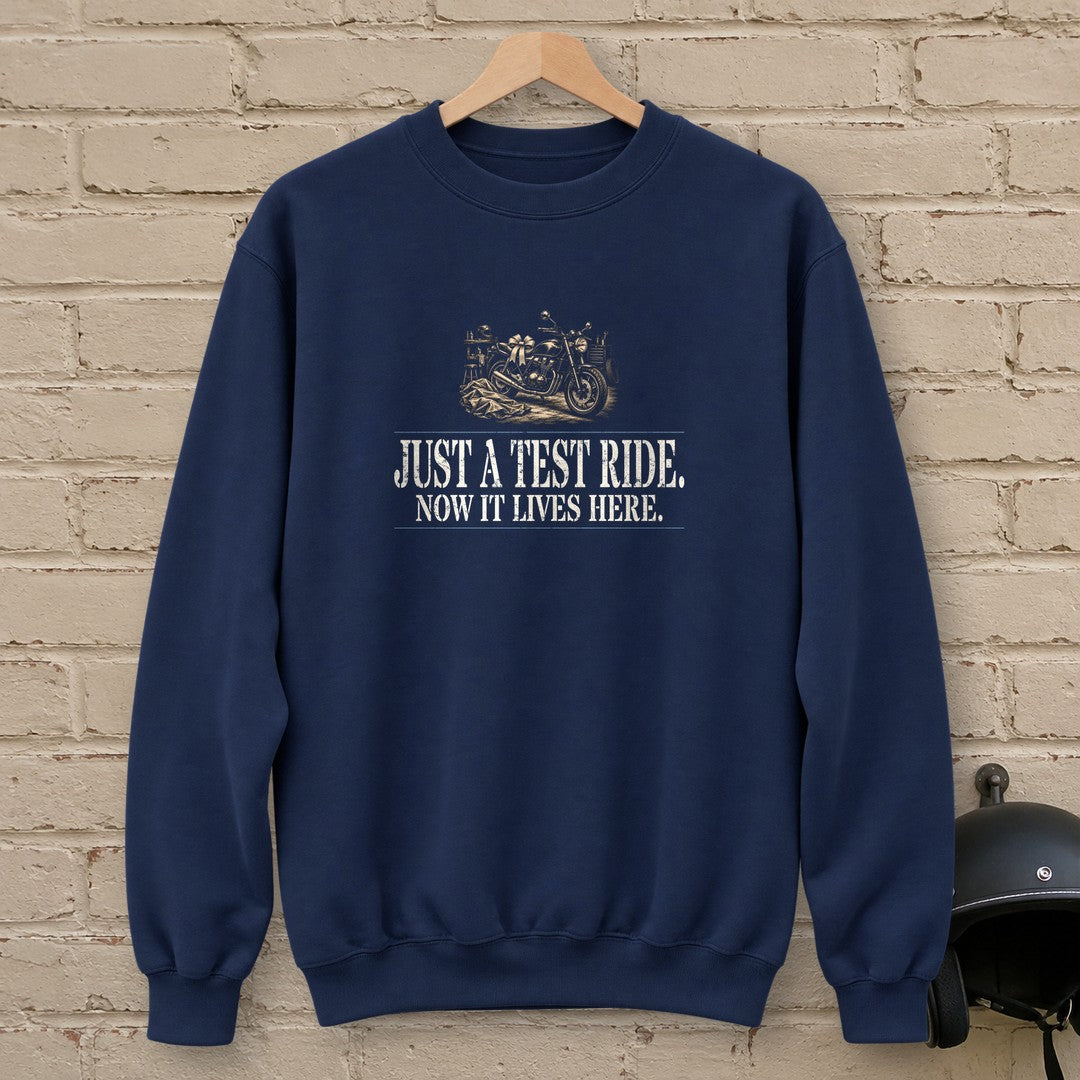 Just A Test Ride Crewneck Sweatshirt - Navy - brick