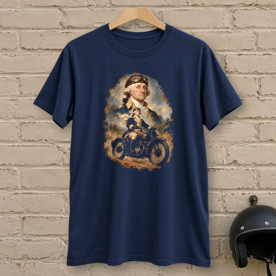 George Washington Goggles Portrait T-Shirt - Navy - brick