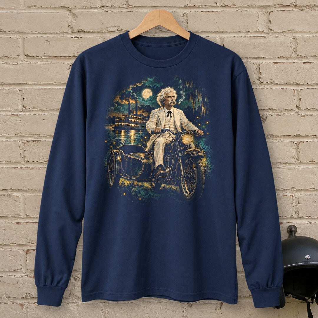 Mark Twain Sidecar Evening Long Sleeve T-Shirt - Navy - brick