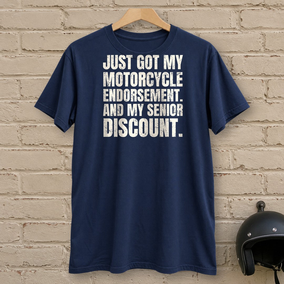 Senior Discount Rider T-Shirt - Navy - brick