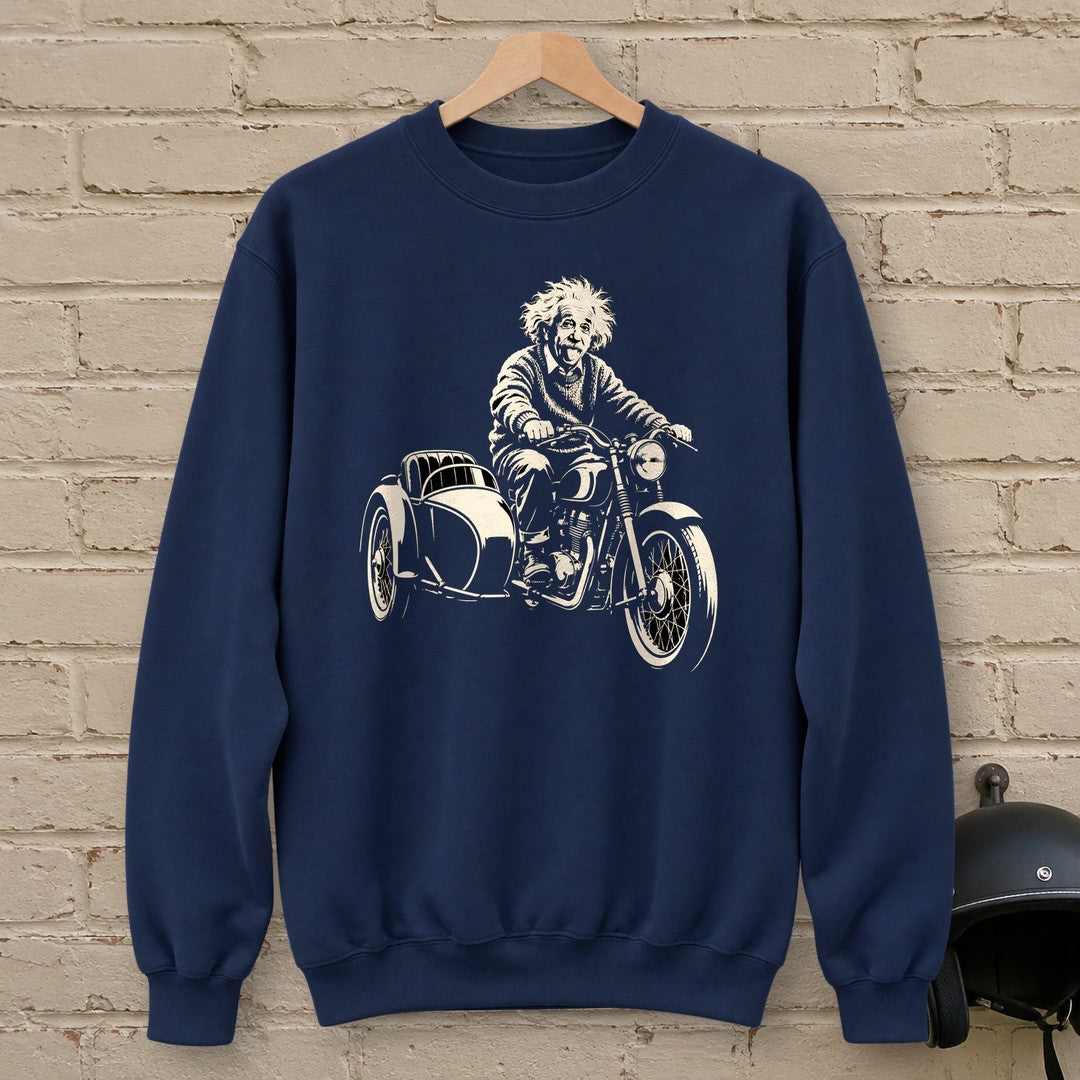 Albert Einstein Sidecar Crewneck Sweatshirt - Navy - brick