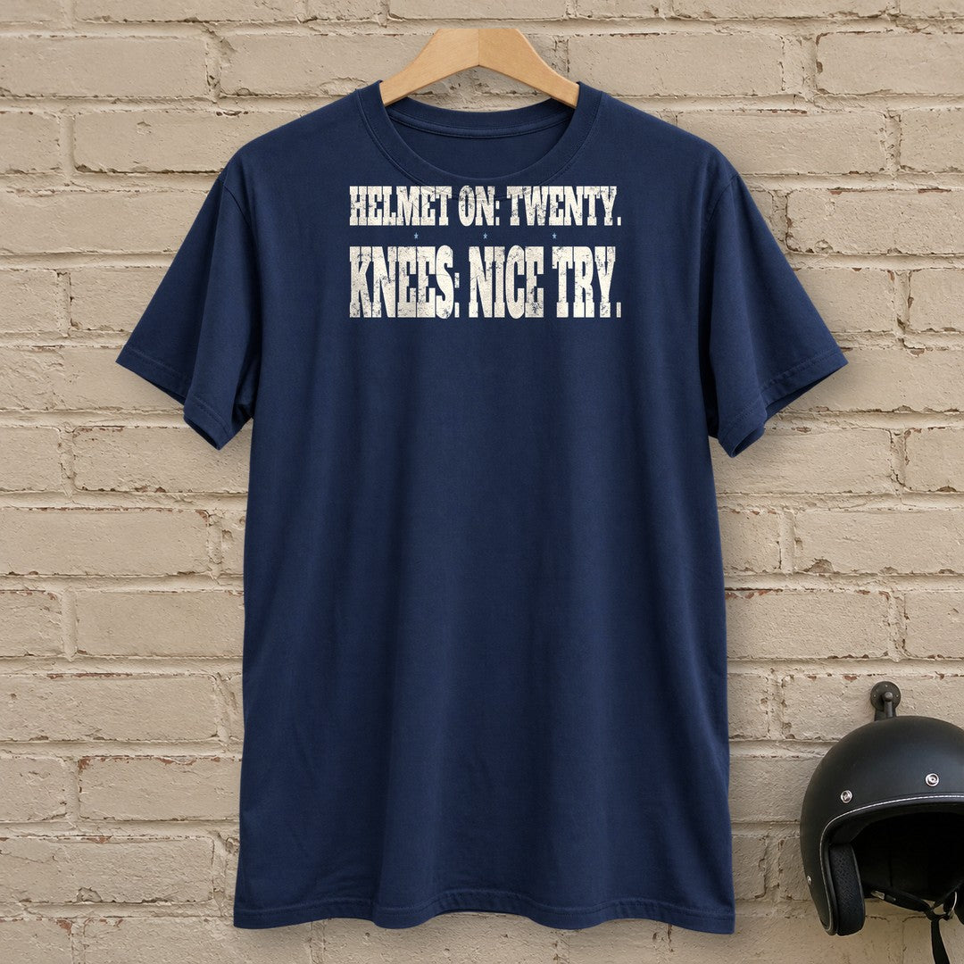 Helmet On Twenty T-Shirt - Navy - brick