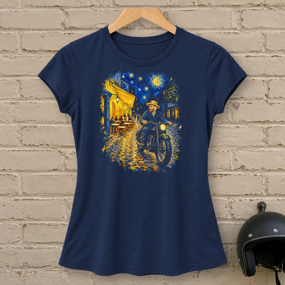 Vincent van Gogh Night Cafe Women's T-Shirt - Navy - brick