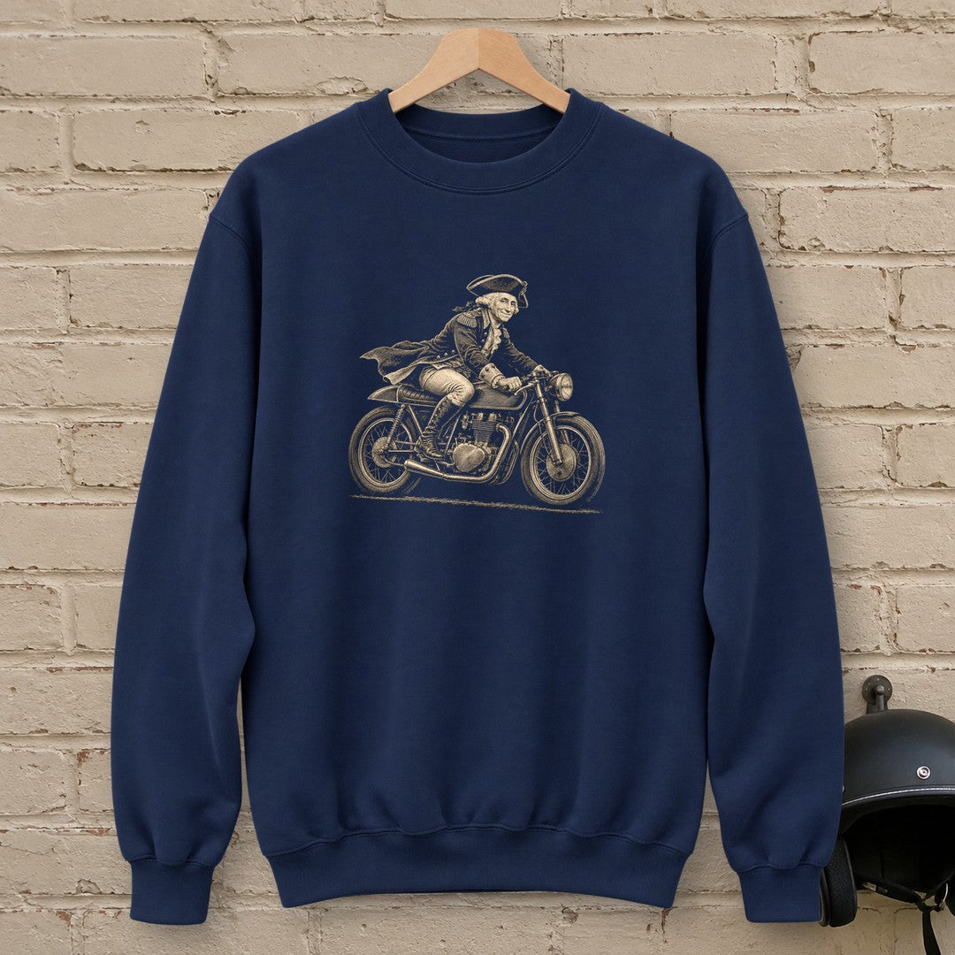 George Washington Cafe Racer Crewneck Sweatshirt - Navy - brick