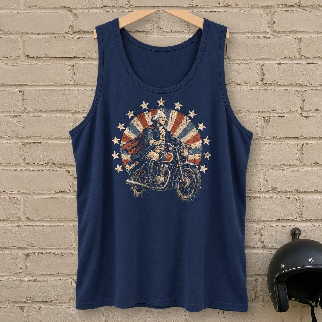 George Washington Starburst Ride Tank Top - Navy - brick