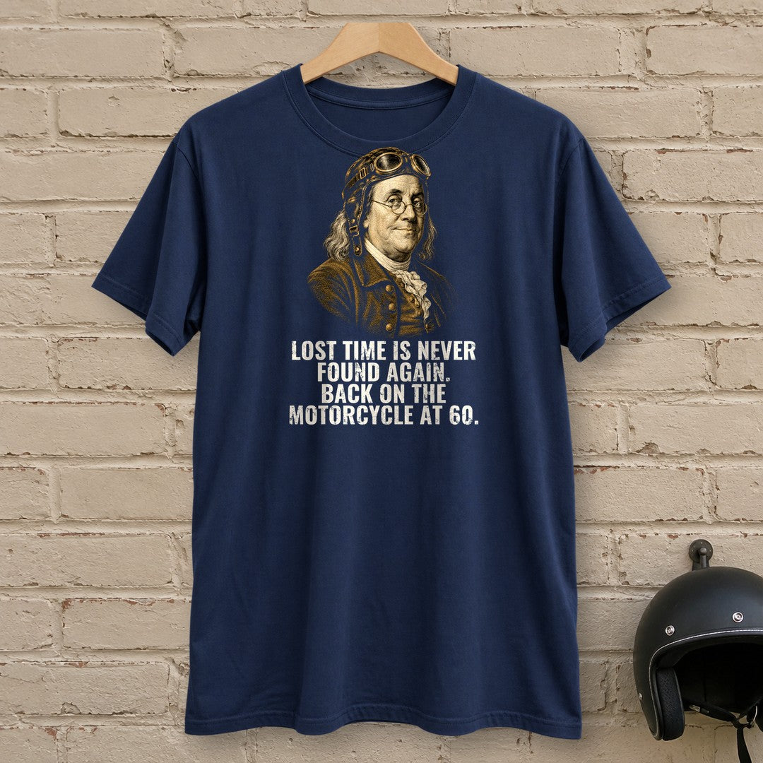 Benjamin Franklin Back On At 60 T-Shirt - Navy - brick
