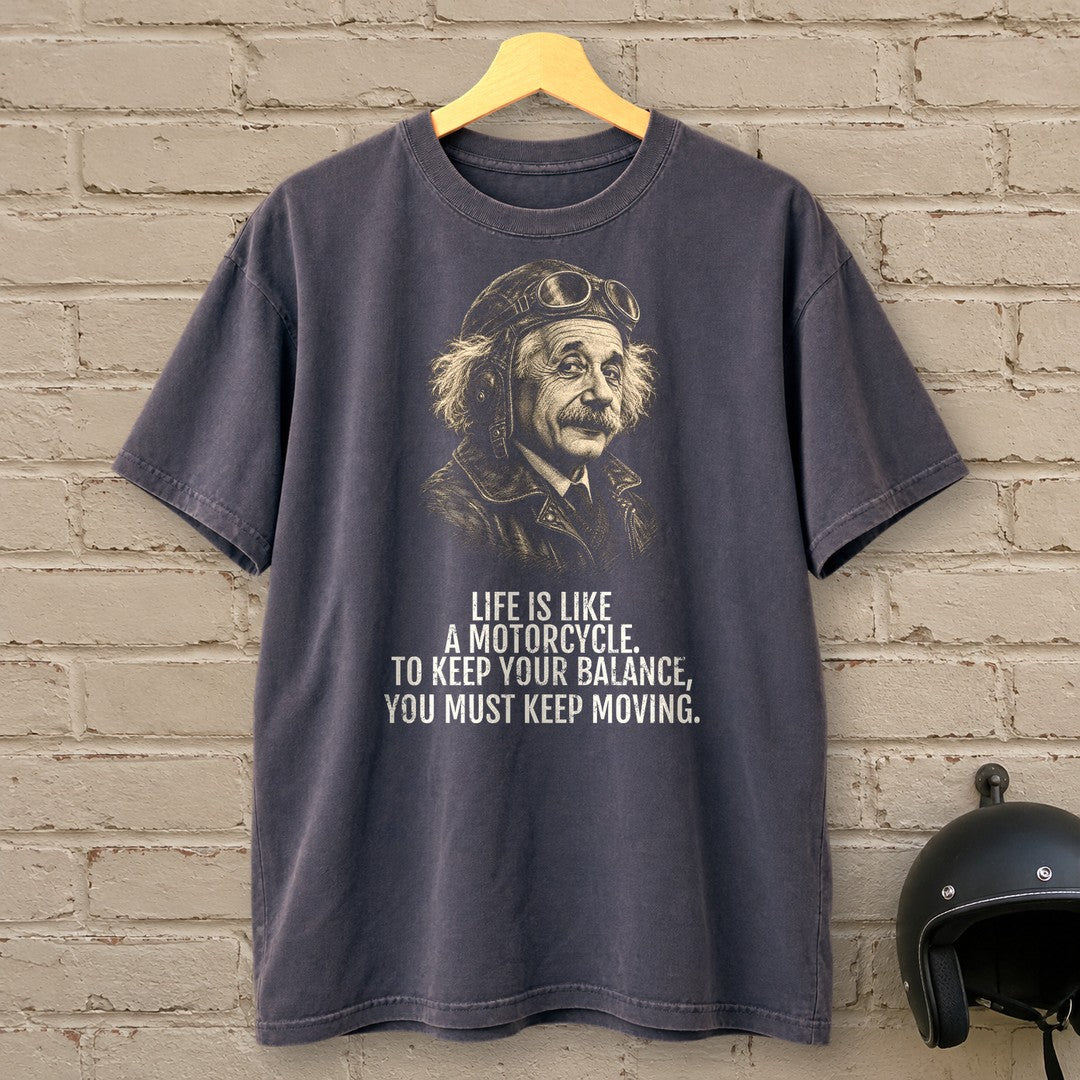 Albert Einstein Keep Moving Premium T-Shirt - Navy - brick