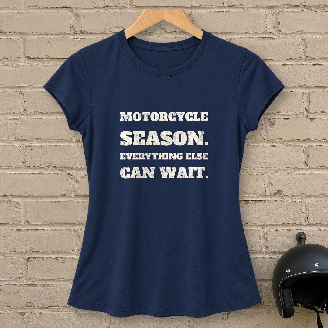 Motorcycle Season Women's T-Shirt - Navy - brick