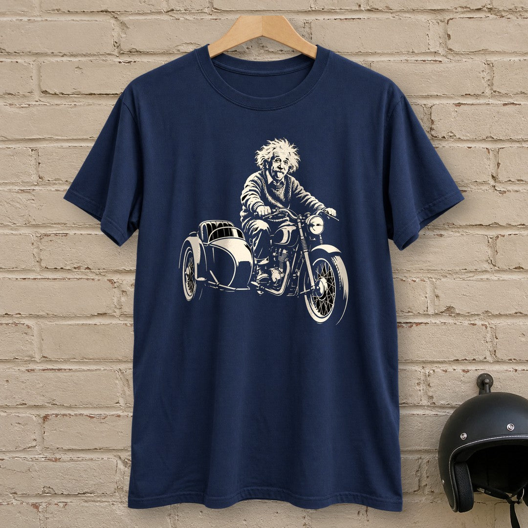 Albert Einstein Sidecar T-Shirt - Navy - brick