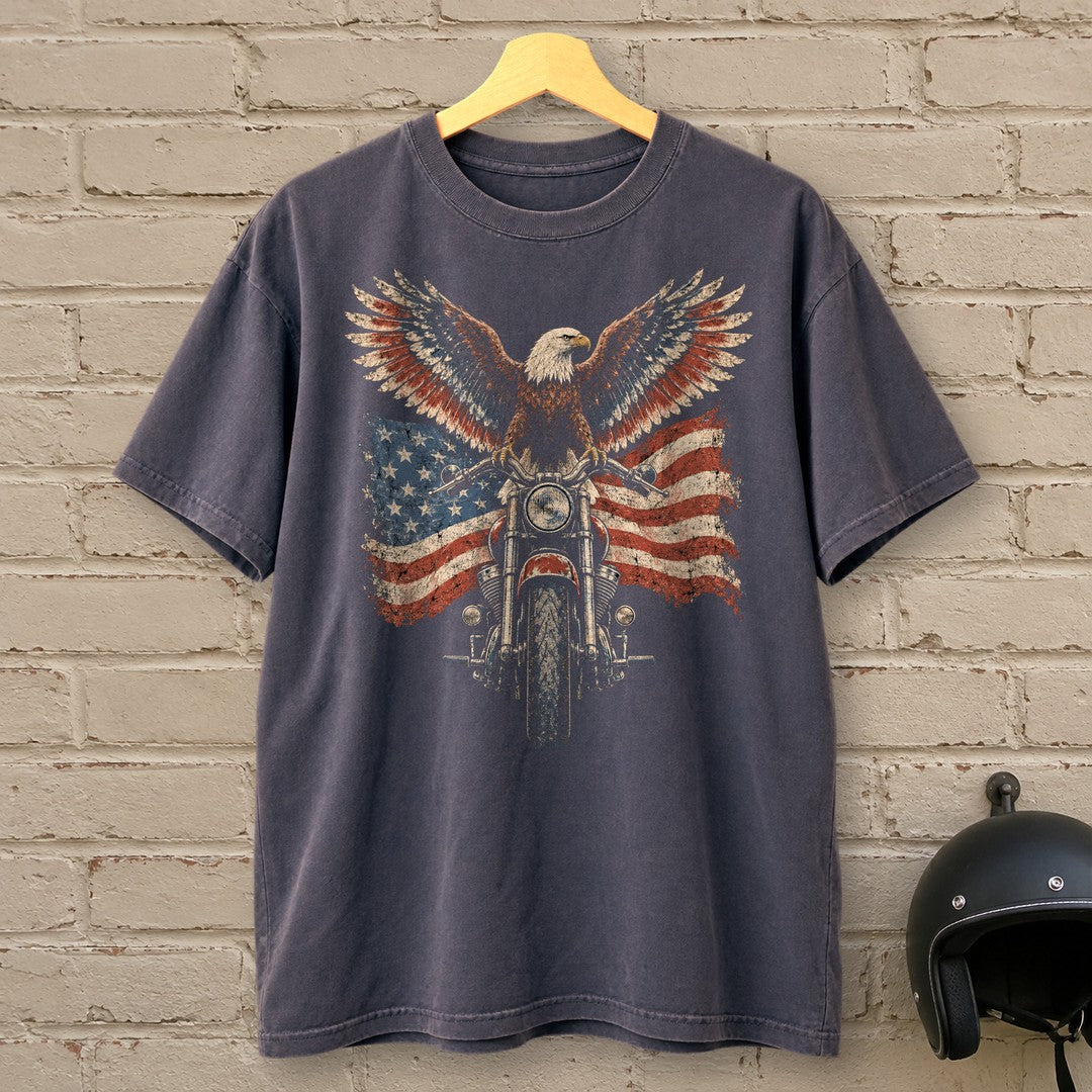 Eagle on the Handlebars Premium T-Shirt - Navy - brick