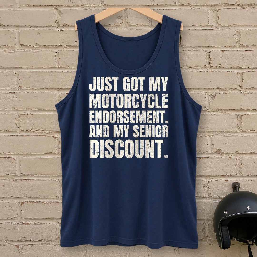 Senior Discount Rider Tank Top - Navy - brick