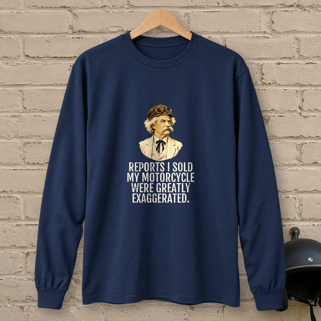 Mark Twain Greatly Exaggerated Long Sleeve T-Shirt - Navy - brick