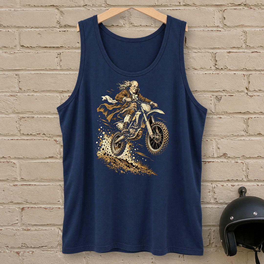 Benjamin Franklin Dirt Jump Tank Top - Navy - brick