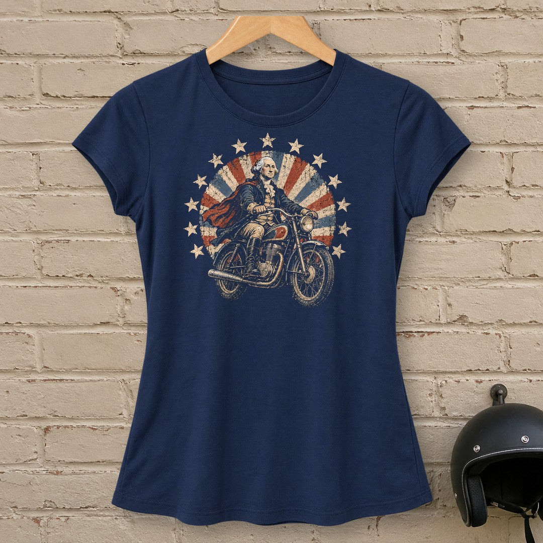 George Washington Starburst Ride Women's T-Shirt - Navy - brick