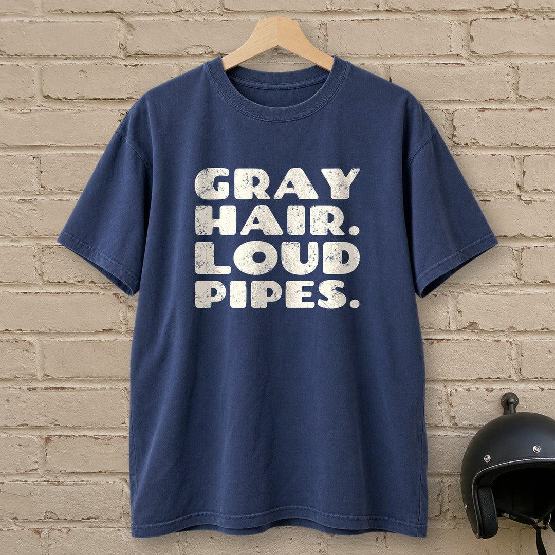 Gray Hair Loud Pipes Premium T-Shirt - Navy - brick