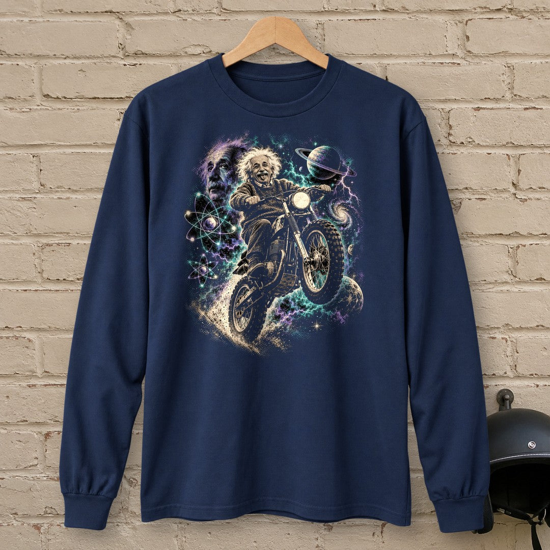 Albert Einstein Space Scrambler Long Sleeve T-Shirt - Navy - brick