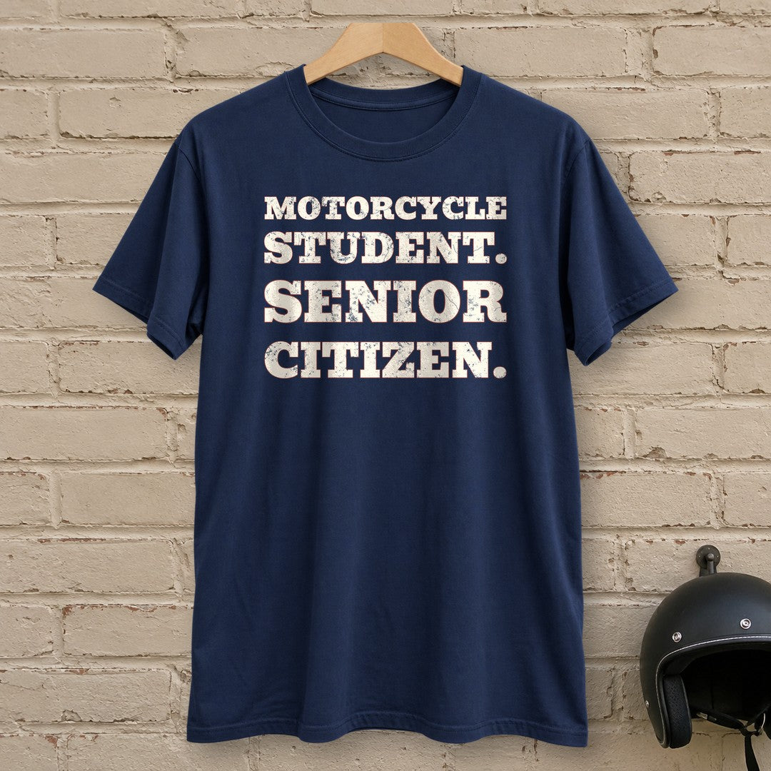 Motorcycle Student T-Shirt - Navy - brick