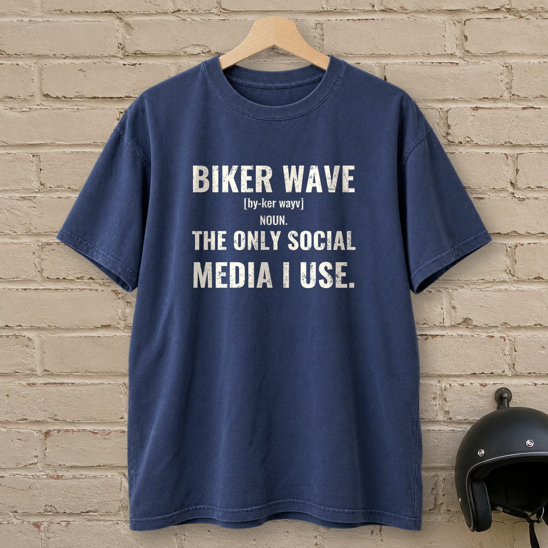 Biker Wave Premium T-Shirt - Navy - brick