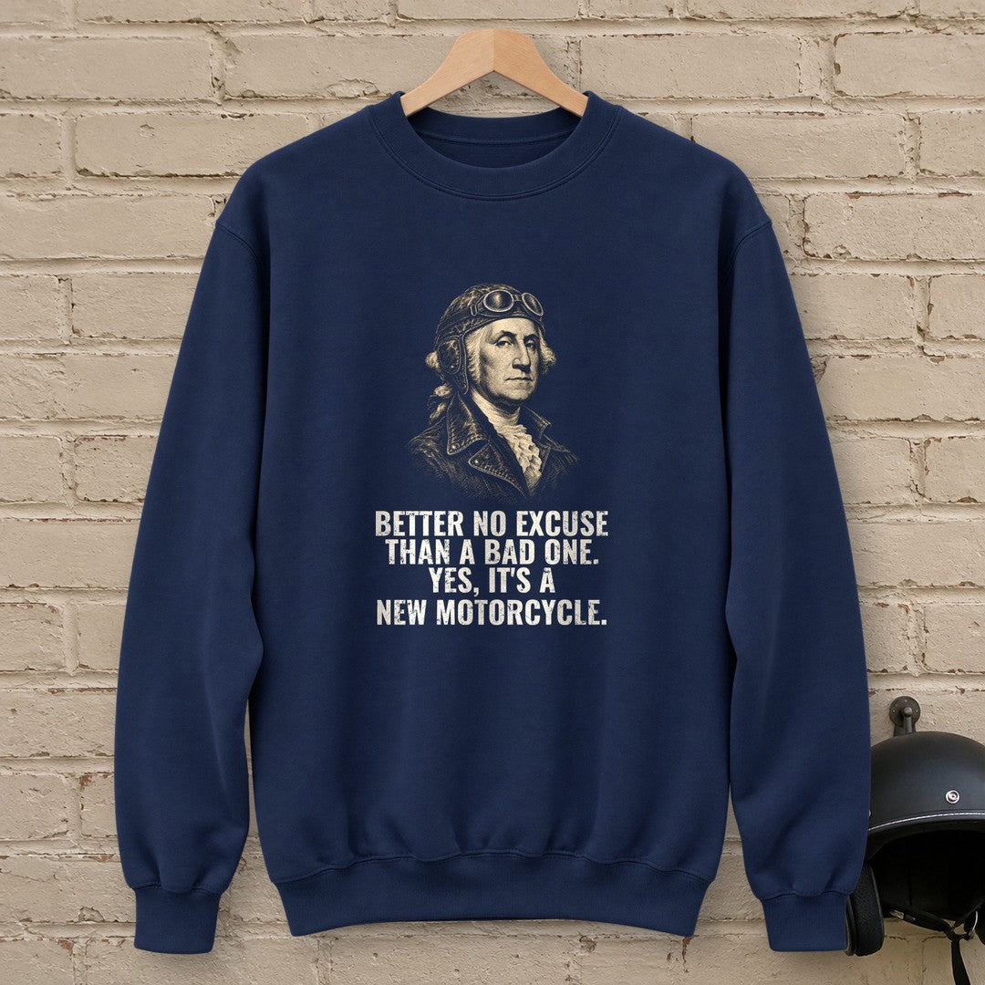 George Washington Better No Excuse Crewneck Sweatshirt - Navy - brick