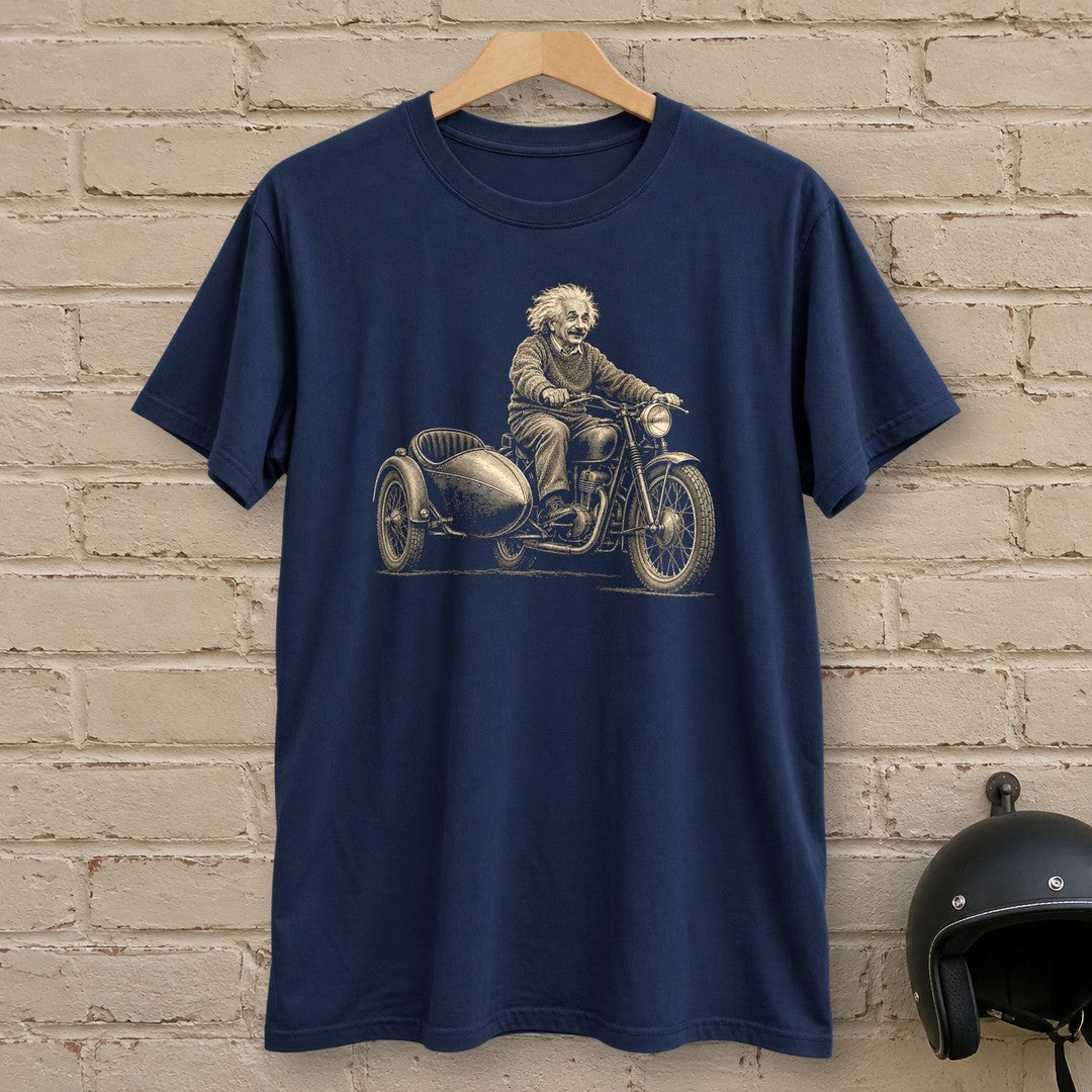 Albert Einstein Relatively Fast Sidecar T-Shirt - Navy - brick