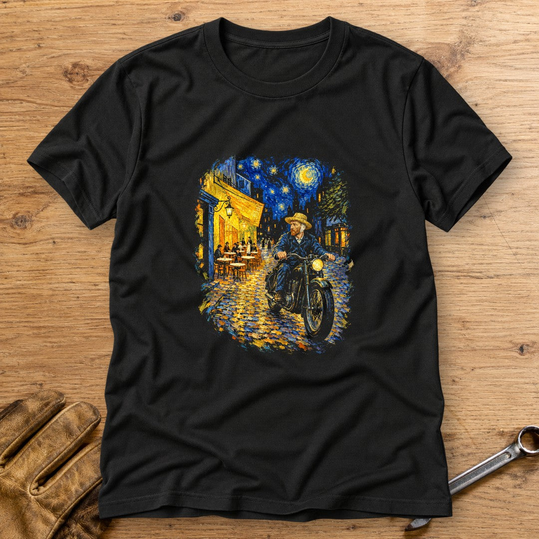 Vincent van Gogh Night Cafe T-Shirt - Black - bench