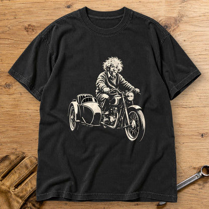 Albert Einstein Sidecar Premium T-Shirt - Black - bench