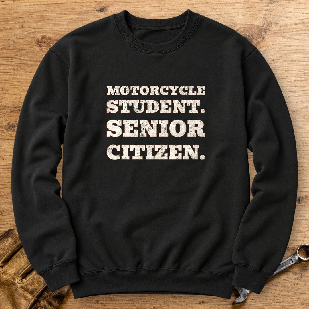 Motorcycle Student Crewneck Sweatshirt - Black - bench