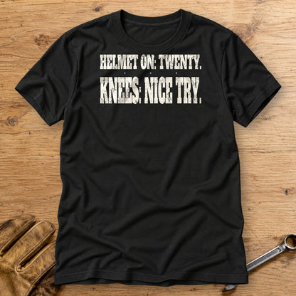 Helmet On Twenty T-Shirt - Black - bench