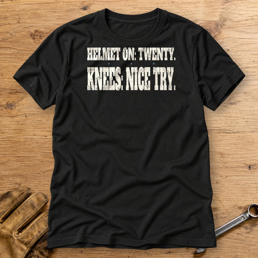 Helmet On Twenty T-Shirt - Black - bench