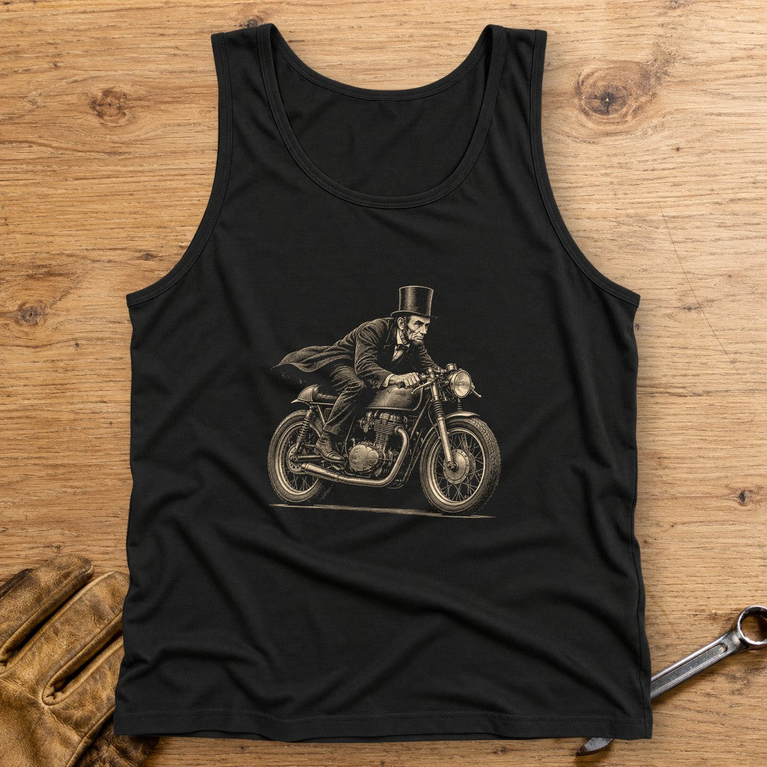 Abraham Lincoln Cafe Racer Tank Top - Black - bench