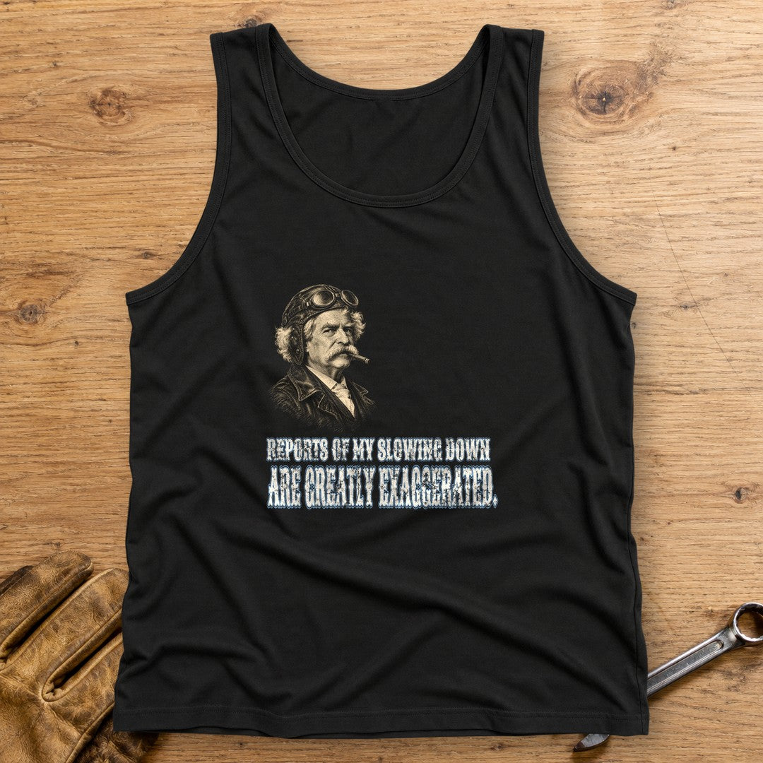Mark Twain Not Slowing Down Tank Top - Black - bench