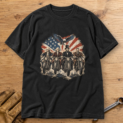 G. Washington, T. Jefferson, A. Lincoln & T. Roosevelt Ride Premium T-Shirt - Black - bench