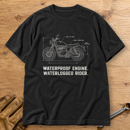 Waterproof Engine Blueprint Premium T-Shirt - Black - bench