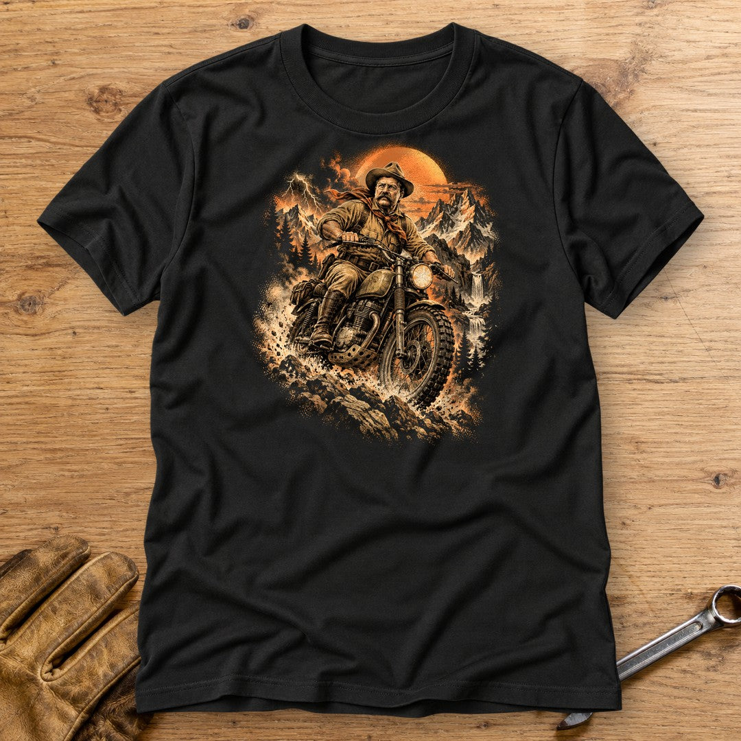 Theodore Roosevelt Mountain Trail T-Shirt - Black - bench