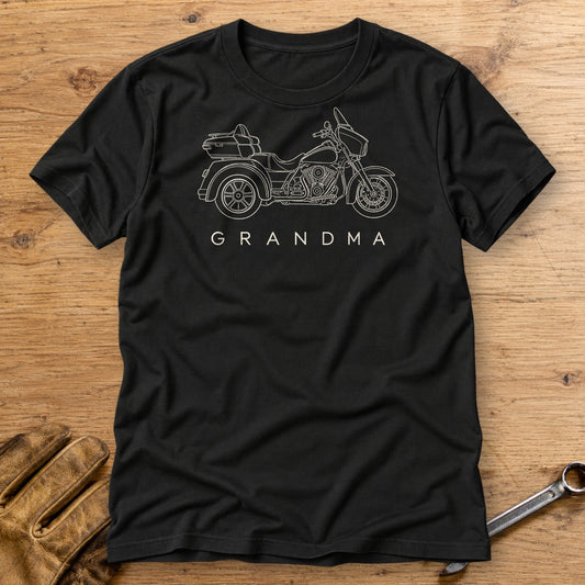 Trike Grandma T-Shirt - Black - bench