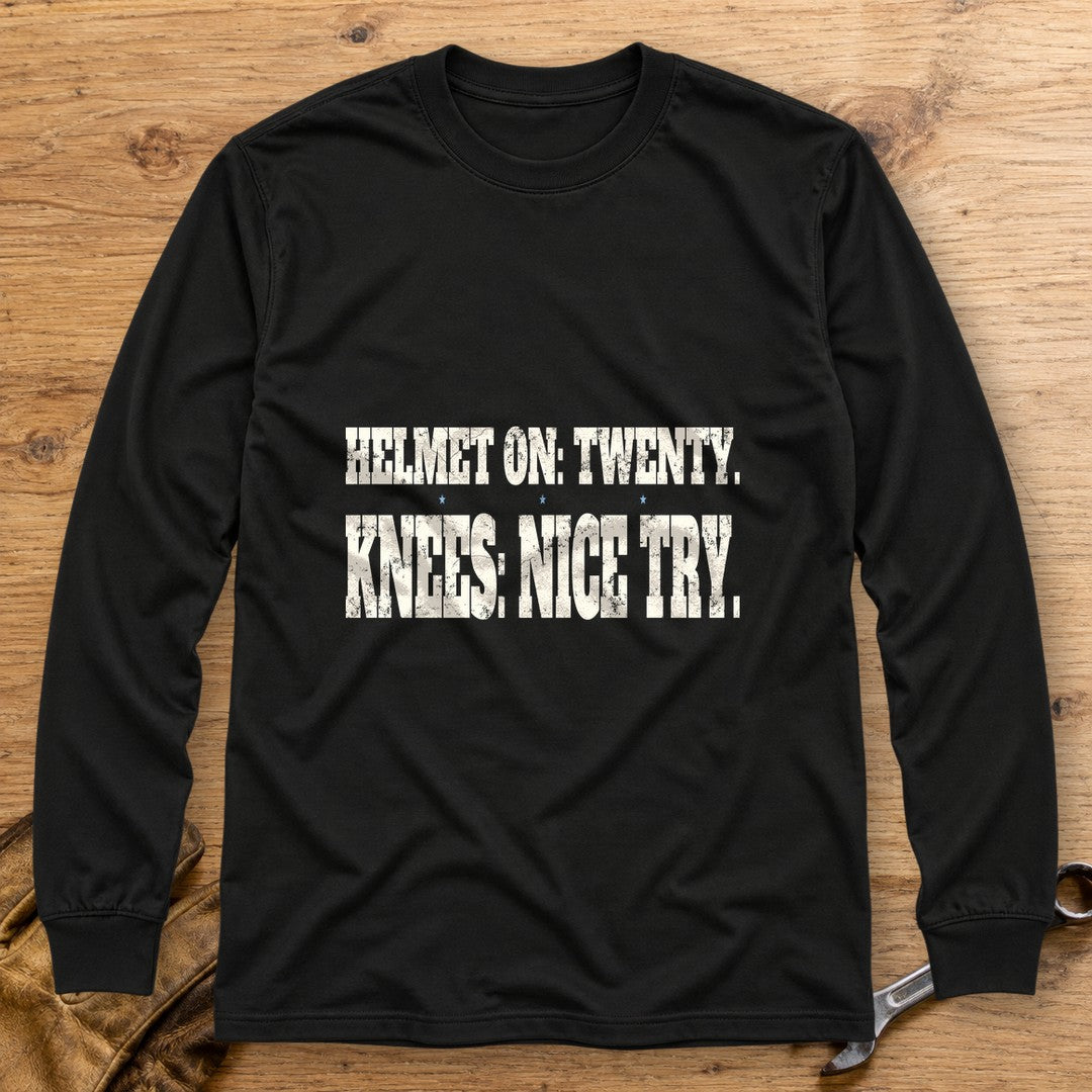Helmet On Twenty Long Sleeve T-Shirt - Black - bench