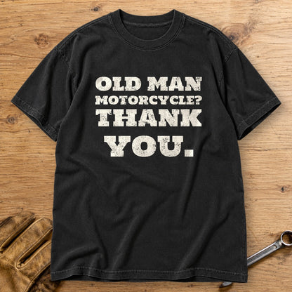Old Man Motorcycle Premium T-Shirt - Black - bench